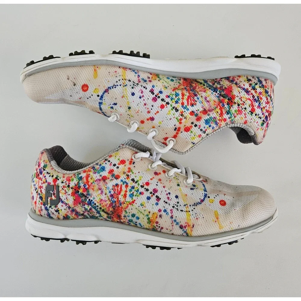 FootJoy EmPower Spikeless Golf Shoes Womens 9M Colorful Paint Splatter 98012